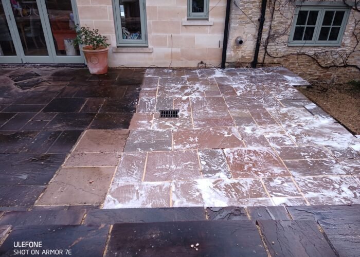 Portajet - Patio Cleaning In Progress Portajet - your premier Gloucester-based jetwashing and cleaning company -